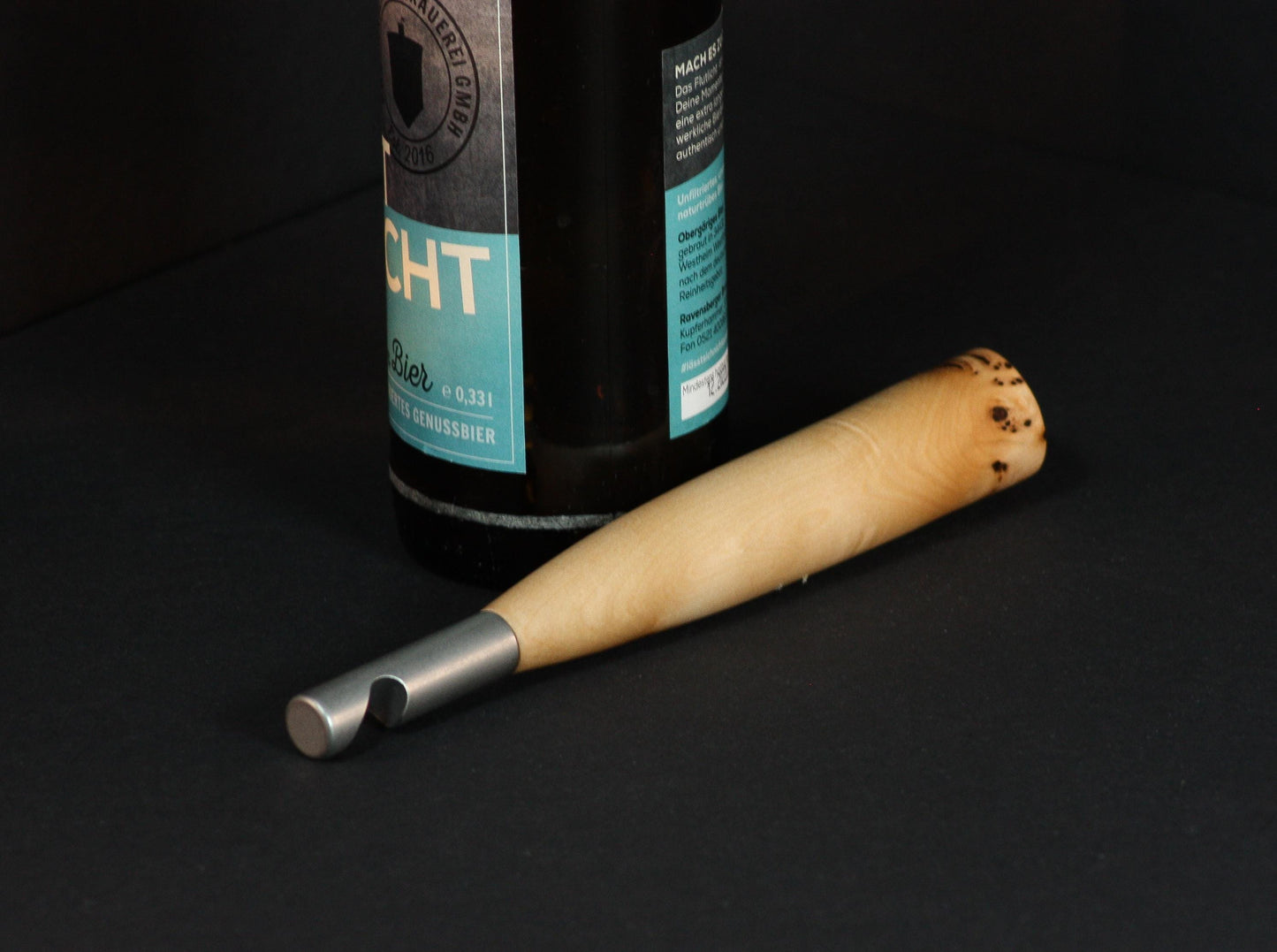 Design Flaschenöffner/Kapselheber mit Vogelaugenahorn