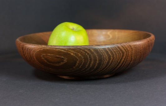 Handgedrechselte Eichenholzschale geräuchert